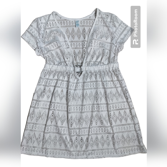 Tropical Escape white swimsuit cover-up dress swimwear size S - Picture 2 of 11